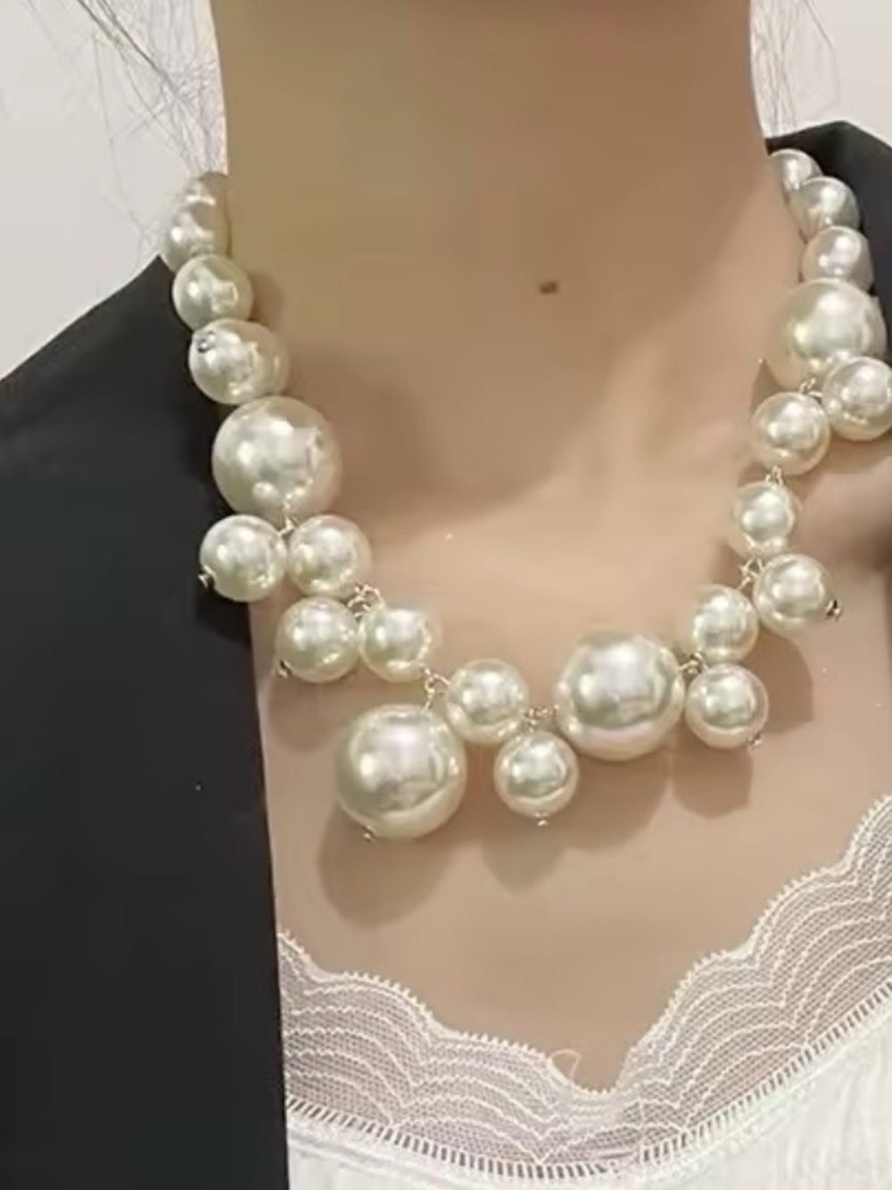 Necklace Big Pearls Beads Choker Necklaces Party Wedding Bride